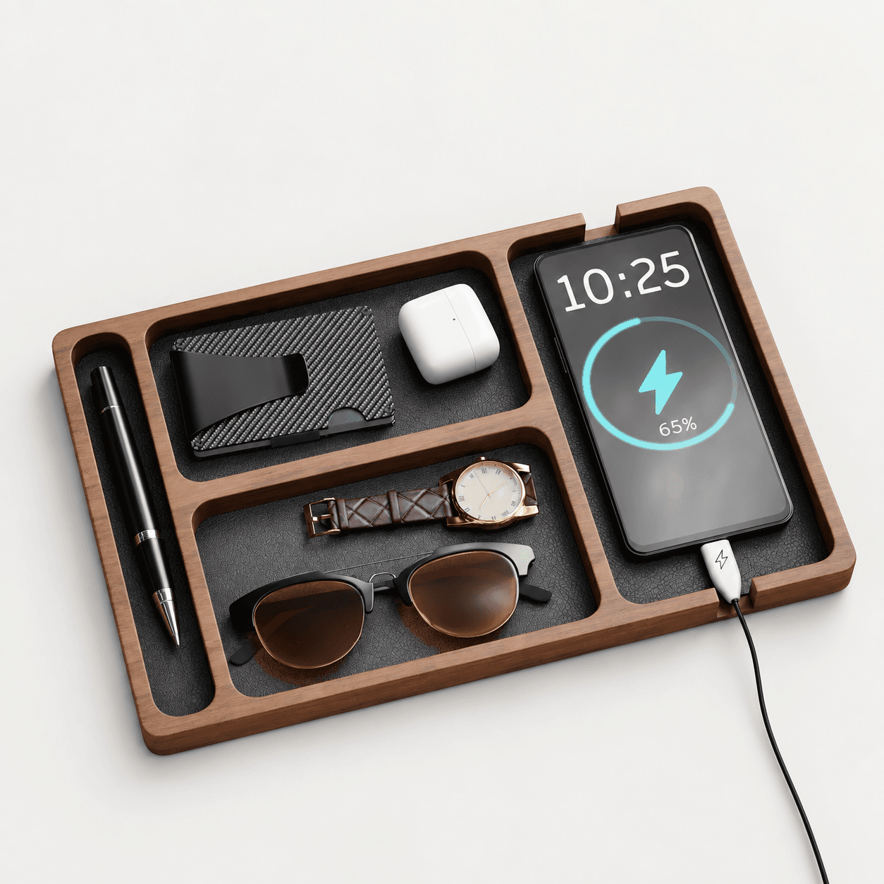 Grid Solid Wood Desk Organizer